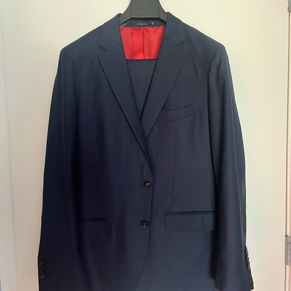 Suitsupply Navy Sienna Men's Suit with Red Lining